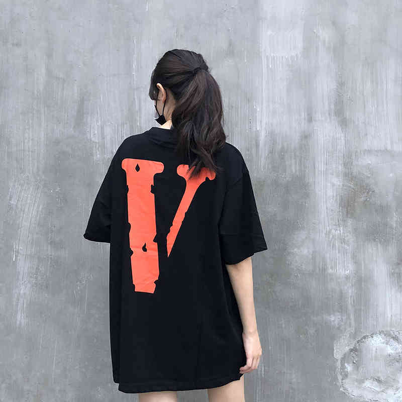 

T shirt Top lone short sleeve co friends black classic orange big V loose Edison Chen Co branded T-shirt for men and women, White