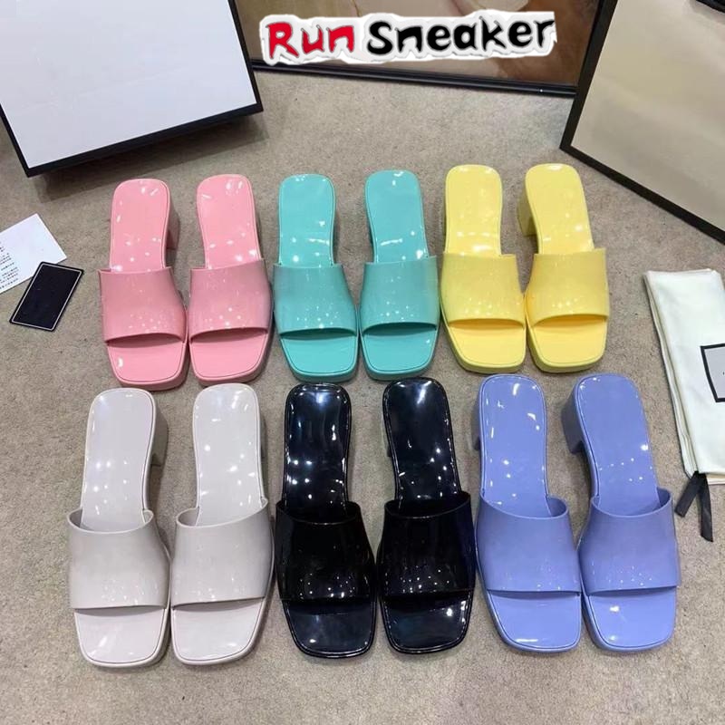 

High Heels Rubber Slide Sandal Platform Slipper For Women Fashion Luxurys Designers Sandals Thick Bottom Pink Black Alphabet Lady Girls Summer Loafers, More style