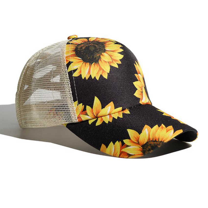 

Criss Mesh Women Cross Washed Ponytail Tucker Sunflower Hat Messy Buns Baseball Cap CYZ2999-1 853O, Blue;gray