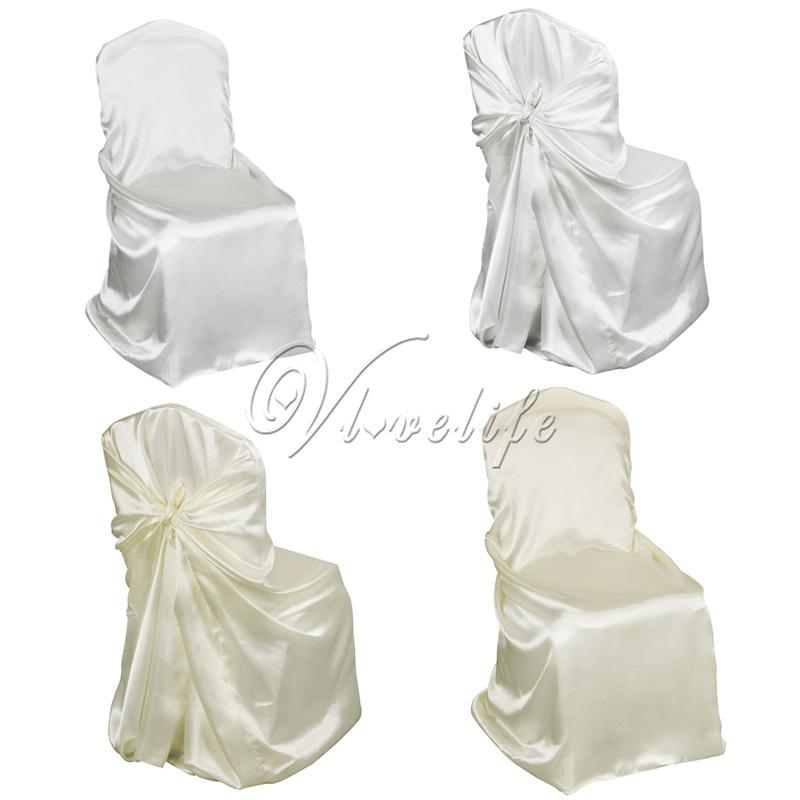 

Chair Covers 10Pcs/Lot Universal Self Tie Satin Cover Wedding Party Banquet Event Xmas Home El Dinner Decor Wholesales 110cm*140cm