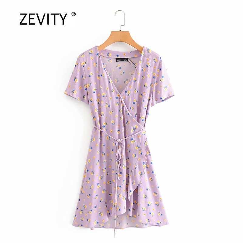 

Women elegant french cross v neck floral print ruffles mini dress Ladies summer short sleeve Vestidos Chic party Dresses DS4070 210603, As pic ds4070aazz