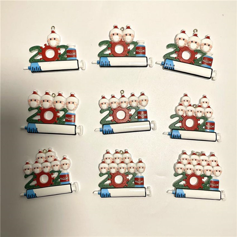 

DHL 2021 Christmas Decoration Quarantine Ornaments Family of 1-9 Heads DIY Tree Pendant Accessories with Rope