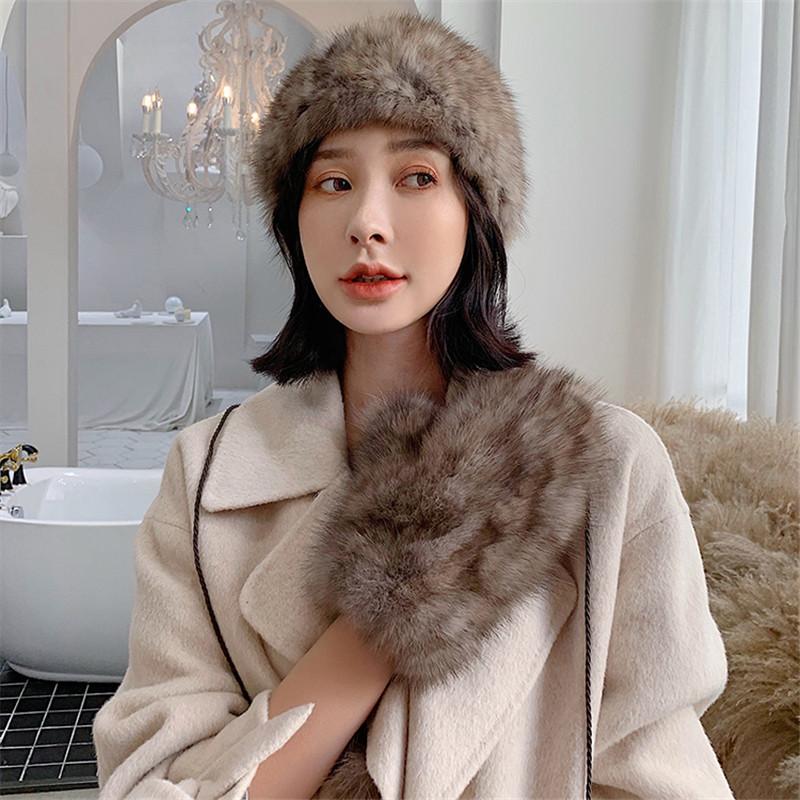 

Hats, Scarves & Gloves Sets 2021 Woven Hat Hanging Neck Ladies Winter Warm Fashion Suit Hood Plush