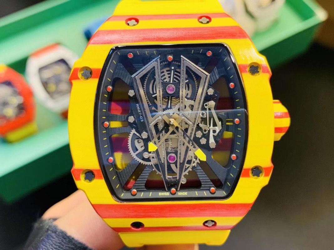 Wristwatches Luxury Mens Watch RM27-03 Watches Yellow Rubber Carbon Fiber Automatic Mechanical Self WInd-image-707533855