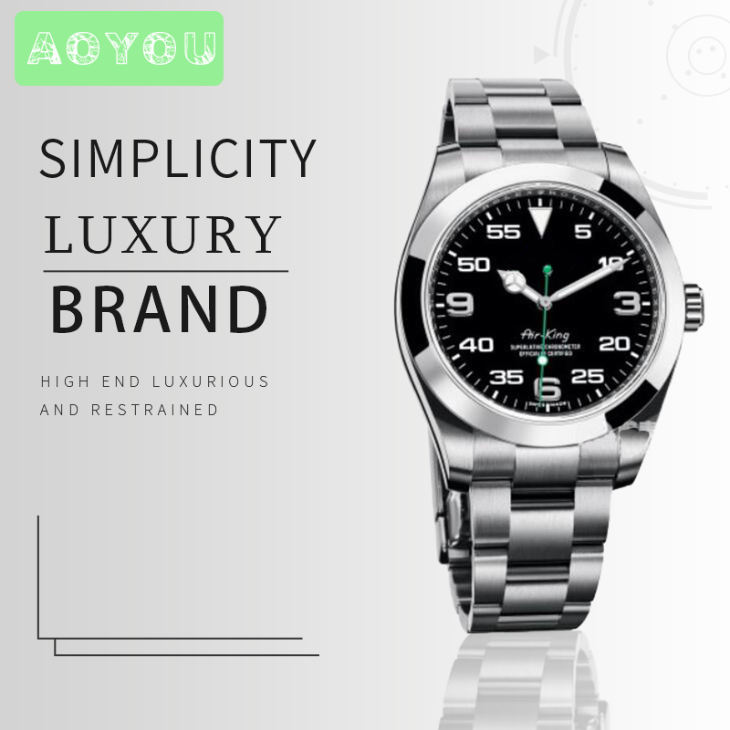 

U1 Factory Air King Series 116900 Exp Men Watch 40MM Black Dial Sapphire Glass Automatic Movement 316 Steel Strap Mens Wristwatch, Customize