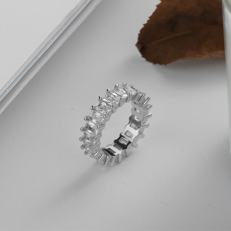 

Cluster Rings 100% 925 Sterling Silver Square Cubic Zirconia Wedding For Women Fine Jewelry, Fashion Engagemen Ring Accessories