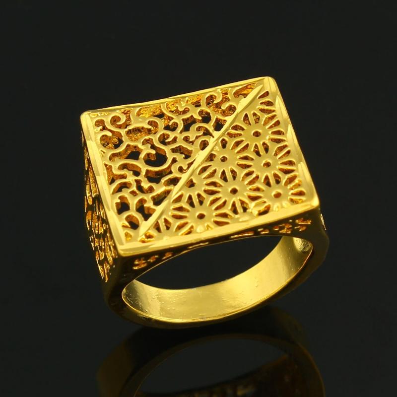 

Wedding Rings The Arrived Fashion Unisex Bands Gold Color Hollow Out For Women Gifts