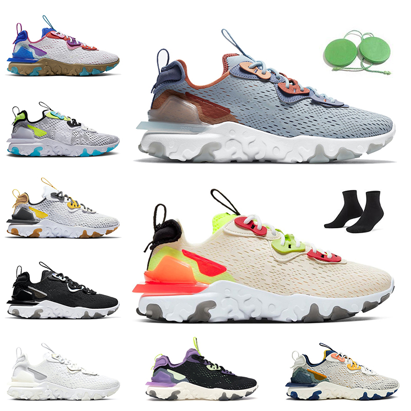

Size 36-45 Women Mens React Vision Running Shoes Light Armory Blue Orange Volt White Iridescent Particle Grey Gravity Purple Element 55 NIK