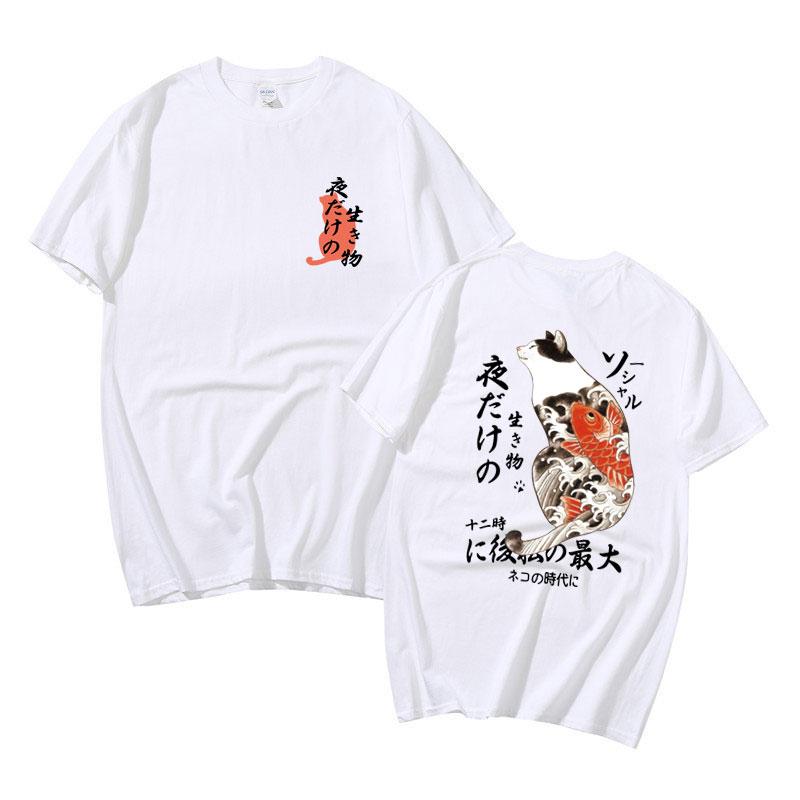

Men's T-Shirts Men Hip Hop T Shirt Streetwear Monster Cat Harajuku Japan Style Funny Tshirt Summer Short Sleeve Cotton Tops Tees XXL, White;black