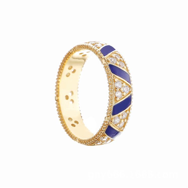 

Factory wholesale Shine Gold Plated Exotic Stones and Stripes Ring Fit Jewelry Engagement Wedding Lovers Fashion Ring For Women