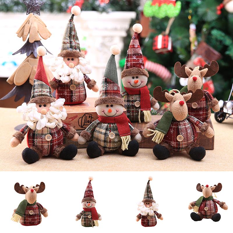 

Christmas Decorations Cartoon Doll Hanging Pendant With Plaid Cloth Tree Ornaments Indoor UD88
