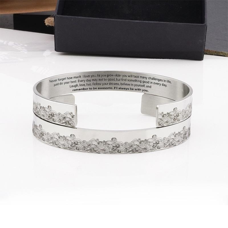 

Bangle 2022 Letter Bracelet Remember To Be Awesome 10mm Stainless Steel Open Inspirational Gift Bangles With Charms