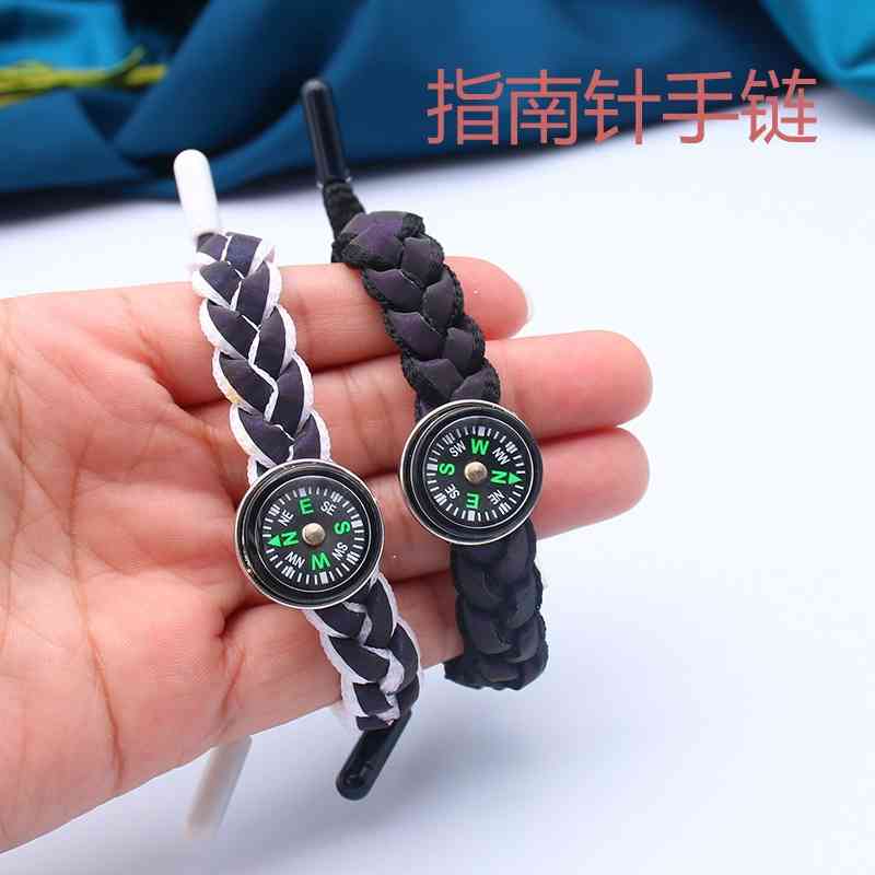 

2020 new woven holographic reflective little lion student couple color changing compass outdoor Bracelet