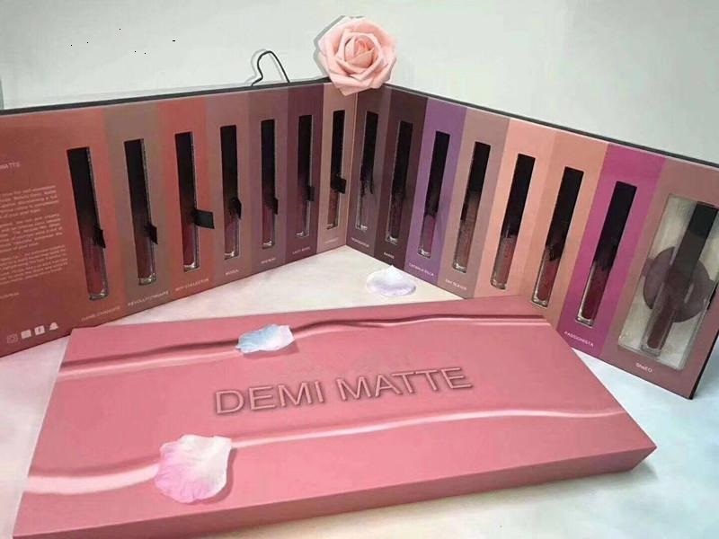 

dropship New Makeup gloss Brand Beauty DEMI Matte Lipstick 15pcs/set Liquid 15colors Lip-Gloss high quality Gift by beauty1024, Customize