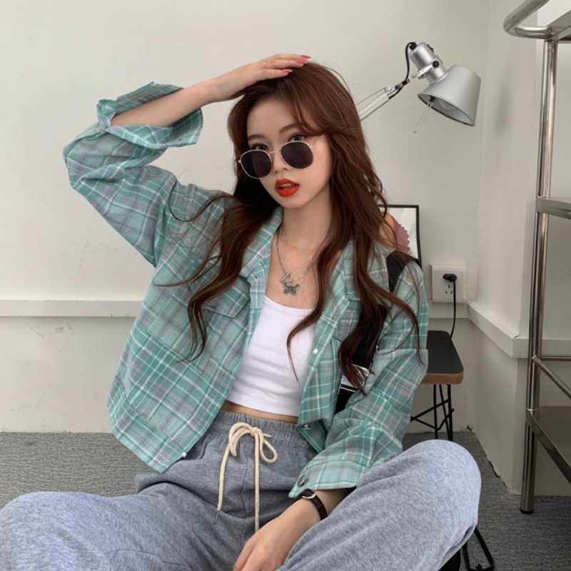 

WERUERUYU Women's Plaid Sunscreen Dress Girl Long Sleeve Shirt Coat With Soft And Spring Autumn 210608, Photo color