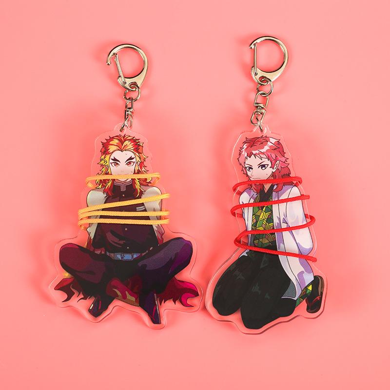 

Keychains Anime Demon Slayer Creative SM Bundled Keychain Kimetsu No Yaiba Keyring Douma Giyuu Kyoujurou Sabito Acrylic Pendant Charm Gift