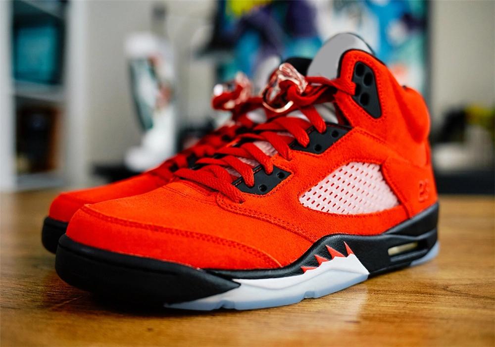 

2021 Release Authentic 5 Raging Bull Outdoor Shoes Men Varsity Red Black White 5S Suede DD0587-600 Sneakers Sports With Original Box 40-47