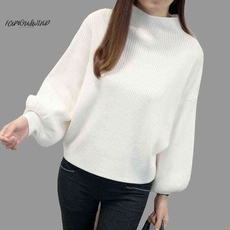 

Women Sweaters Fashion Turtleneck Batwing Pullovers Long Sleeve Loose Knitted Female Jumper Tops Winter Good Quality, Beige