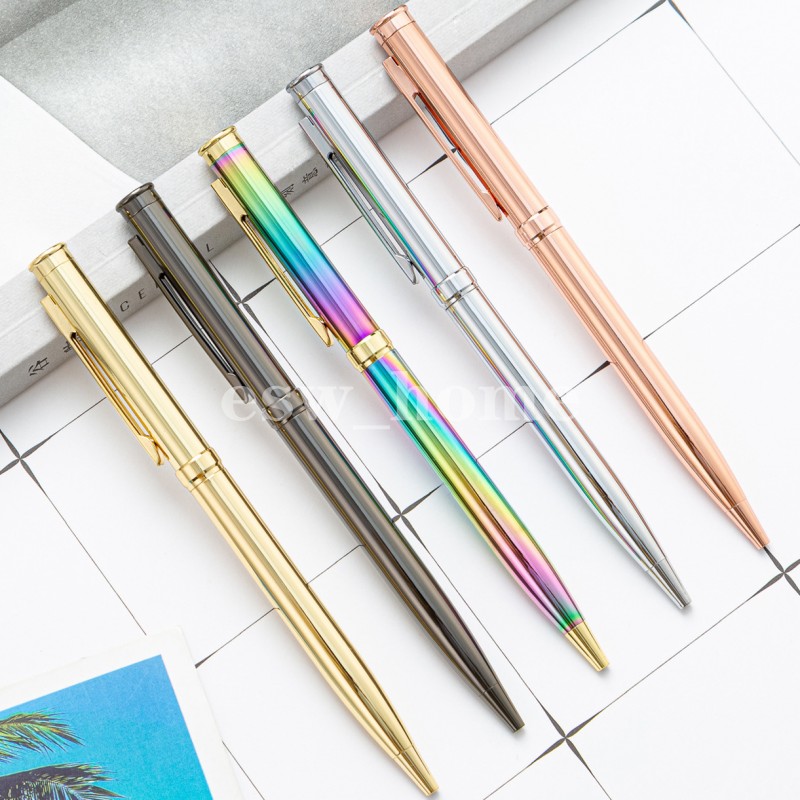 

Metal Ballpoint Pen Rose Gold Pens Lettering Engraved Name School&office Supplies, As shown