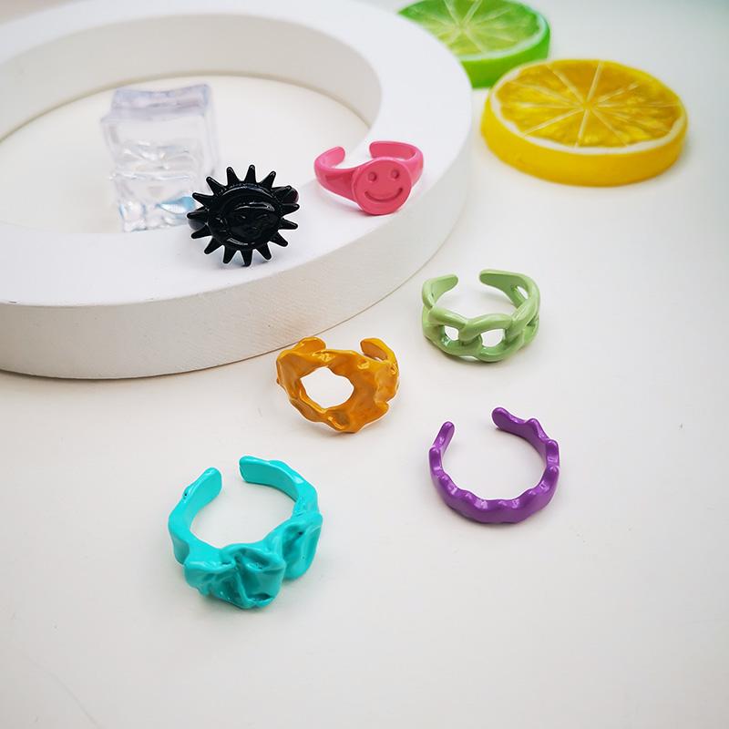 

Cluster Rings Colorful Statement Geometric For Women Opening Adjustable Ring Ins Stylish Jewelry Lady Gifts Party YL-Y-AE, Golden;silver