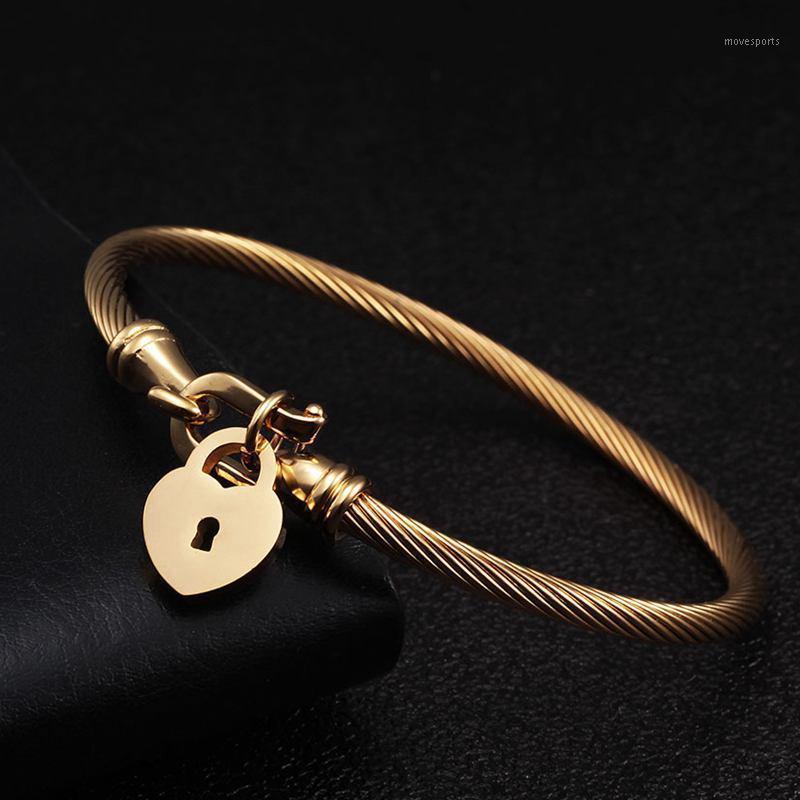 

Charm Bracelets Trendy Stainless Steel Heart Gold Plated For Men Women Wedding Hook Closure Bangle Jewelry Gift1