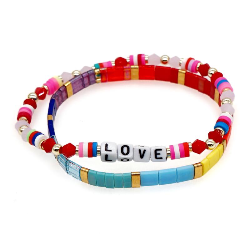 

Charm Bracelets Go2BoHo Fashion Couple Bracelet Jewelry Crystal Clay Love Miyuki Tila Beaded Stretch Rainbow Set For Women Jewellery, Golden;silver