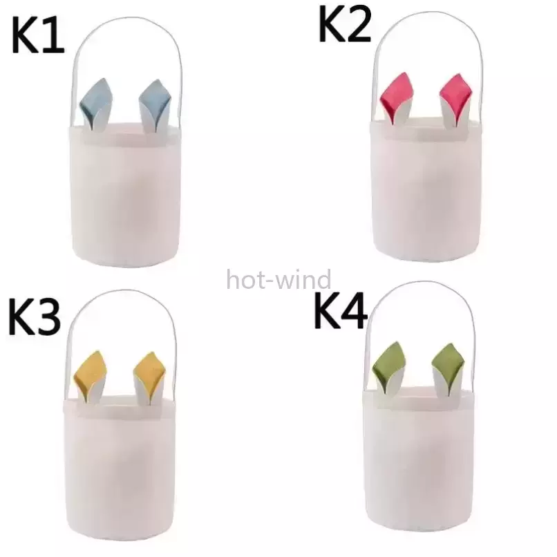 

Sublimation Easter Eggs Bucket Festive DIY Blank Bunny Basket Long Ears Rabbit Basket Kids Toy Storage Bag Festival Party Tote Bags EE