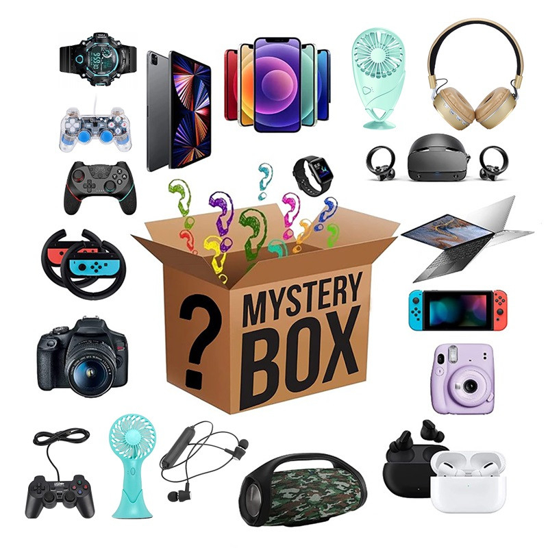 

Ready to ship! Christmas Electronic Gifts Lucky Box One Random Irons Earphone Headphone Mystery Blind Boxes Gift for Holidays Birthday Value More Than $100