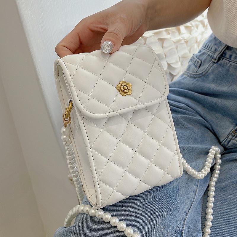 

Evening Bags Lattice Crossbody For Women 2021 Summer PU Leather Women's Designer Handbag Chain Shoulder Messenger Bag Phone Purses