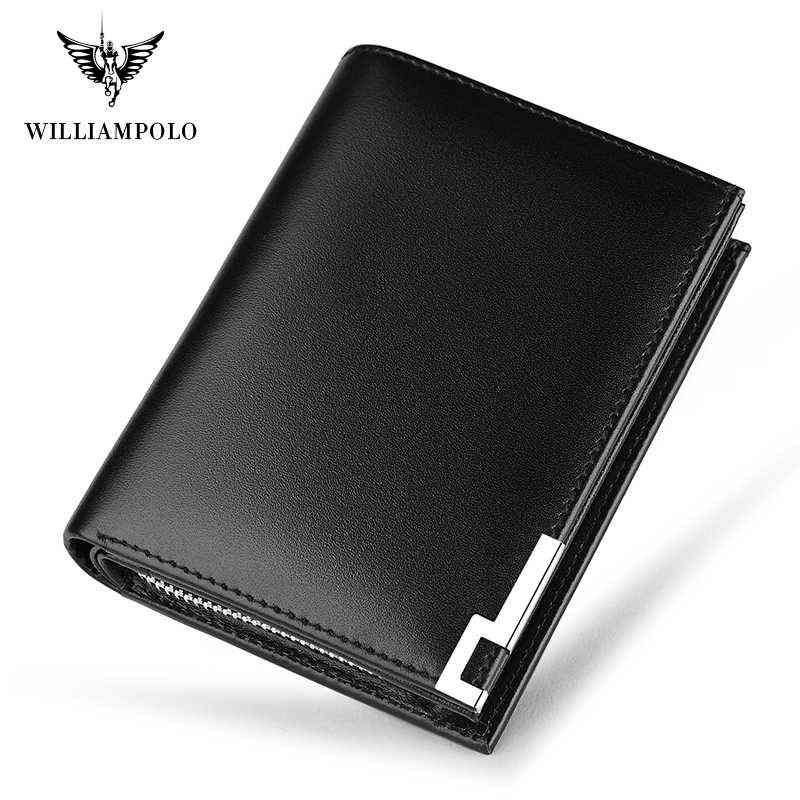 

Wallets Williampolo Business Card Holder Wallet Genuine Leather Mens Wallett Zipper Pocket Purse Carteira Man Pl218 1217, Red;black