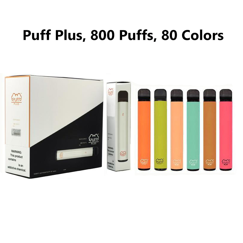 

Puff Bar Plus Disposable Vape 800 Puffs E Cigarette Pen Device 3.2ml Pod 550mAh Battery With Security Code 80+ Colors