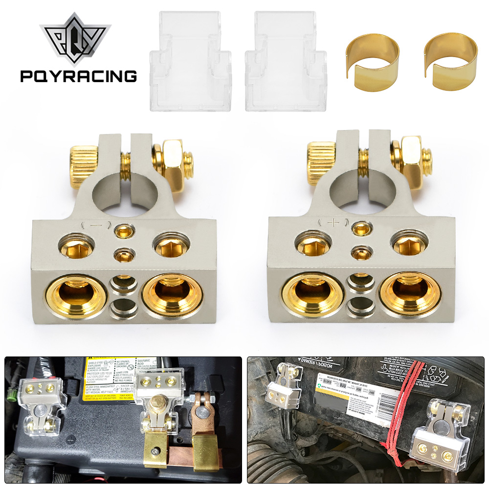 

Car Battery Terminal Clamp w/ 2Shim +/- Positive & Negative 0/2/4/8/10 GA Gauge Battery Terminal Connectors AWG Auto Marine PQY-BTD03