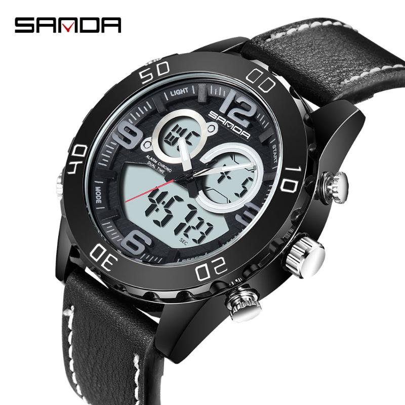 

Men Dual Display Wristwatches Digtal Watch Mens Outdoor Sport Waterproof Led Clock Diving Black Electronic Watches, Slivery;brown