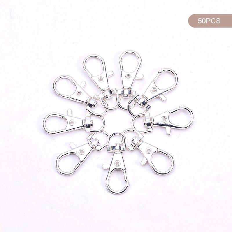 

Keychains 50 Pcs Metal Silver Swivel Clasps Lanyard Snap Hook Lobster Claw Clasp DIY Split Key Ring FJewelry Making