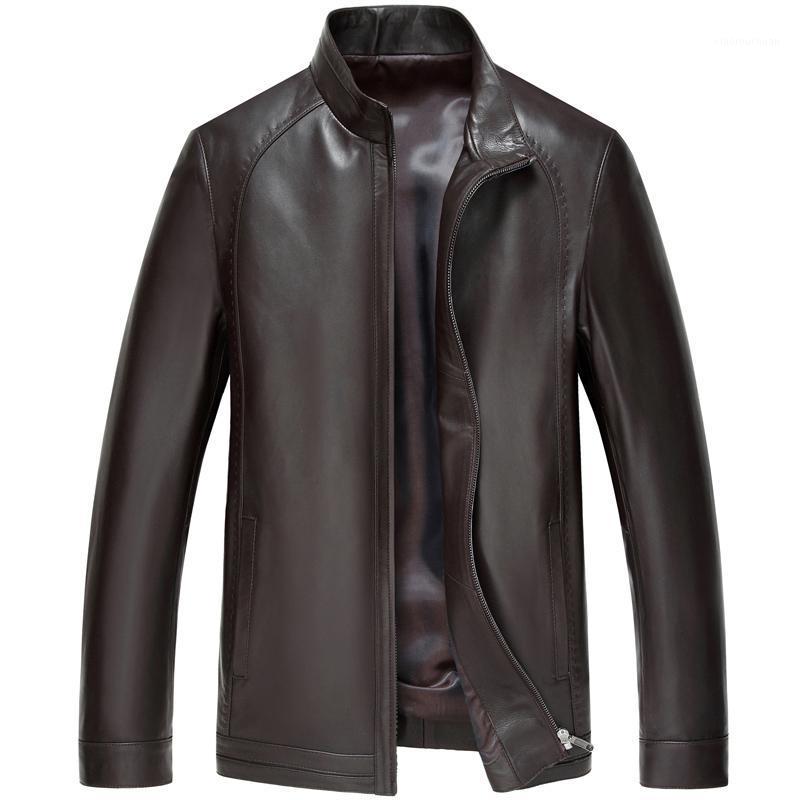 

Men's Leather & Faux Genuine Jacket Autumn Winter Men Clothes 2021 Vintage Sheepskin Coat Fashion Parka Plus Size Erkek Mont MY, Black