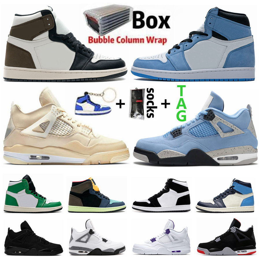 

University Blue 1 1s Dark Mocha Obsidian Twist UNC Mens Basketball Shoes Black Cat Bred 4 4s Sail White Cement Guava Ice Sports Women Trainers, 10.court purple