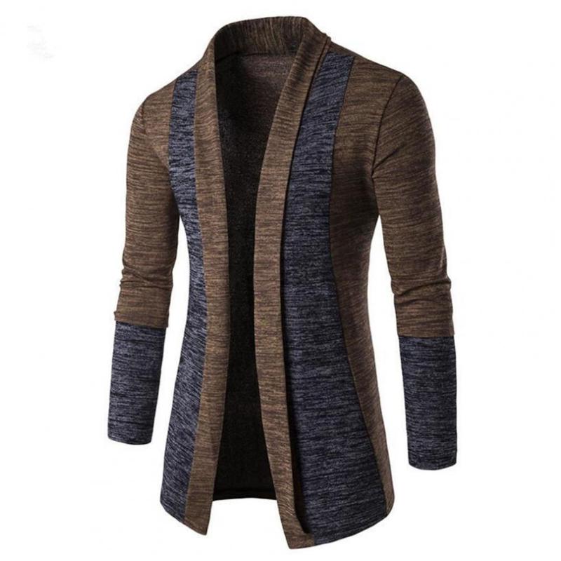 

Men's Jackets Men Coat For Blend Fabric Contrast Color Patchwork Autumn Winter Lapel Slim Cardigan Jacket Drop, Black;brown