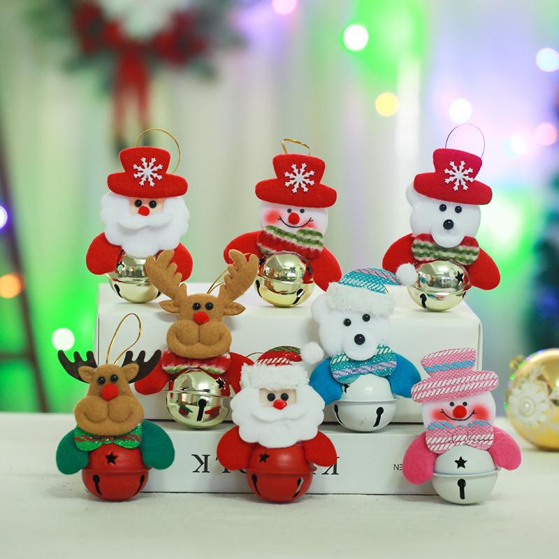 

Christmas Decorations 4PCS Doll Bell Pendant Snowmen Elk Tree Pendants Bells Decor Navidad Xmas Hanging Ornaments Decoration Gift