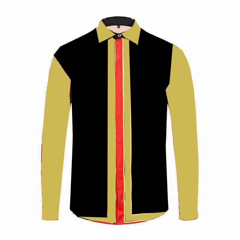 

Men's Casual Shirts Luxury Fashion Men Dress Gold Floral Print Cotton Silk Slim Fit Shirtss Clothing, White;black