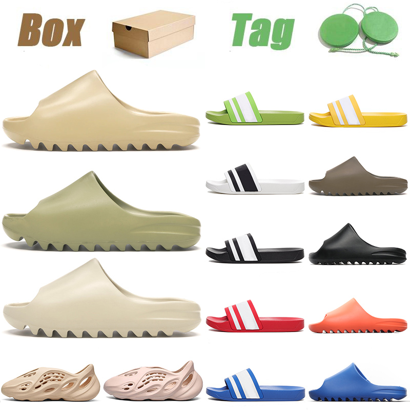 

Wholesale 2021 Top Quality Summer Men Women Slippers Adilette Slide Foam Runenr Beach Sandals Enflame Orange Beige Platform Flat Flip Flop T, Black