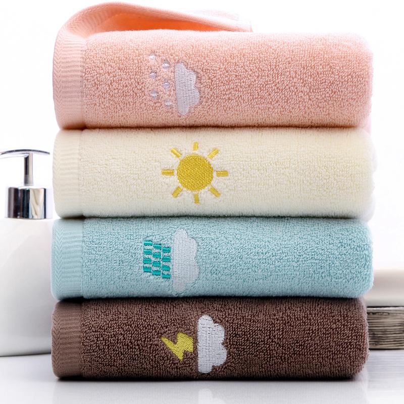 

Towel Cute Weather Embroidery Cotton El Carton Face For Kids Adult Hand Student Gift Travel Sports Towels, Pink