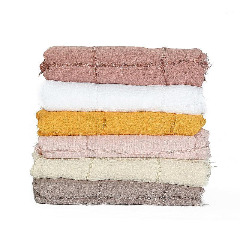 

Scarves 10pcs/lot Malaysia Turban Plaid Women Hijab Wholesale Fashion Women's Shimmer Geometric, Blue;gray