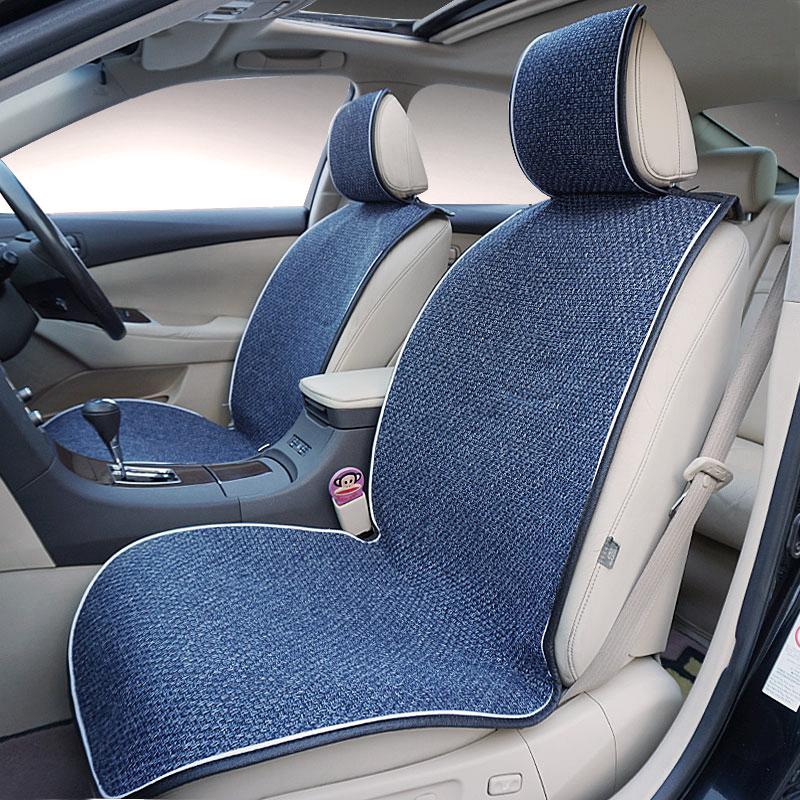 

Seat Cushions 2 Pcs Car Front Flax Fabrics Covers Universal Cushion Accessories Decorate Protection For