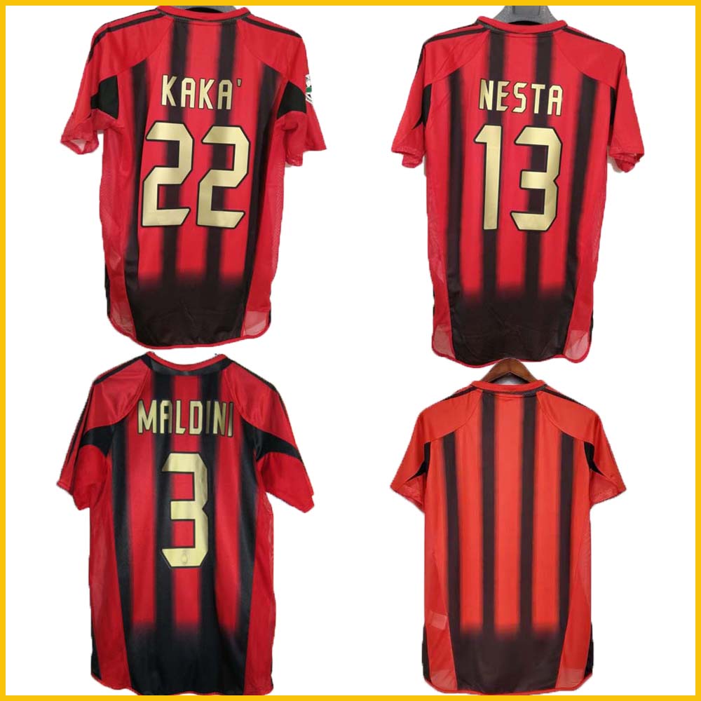 

2004 2005 Retro soccer jersey 04 05 home red black MILAN classic Vintage football shirt NESTA AC INZAGHI SHEVCHENKO PIRLO KAKA MALDINI, 04/05 home +patch