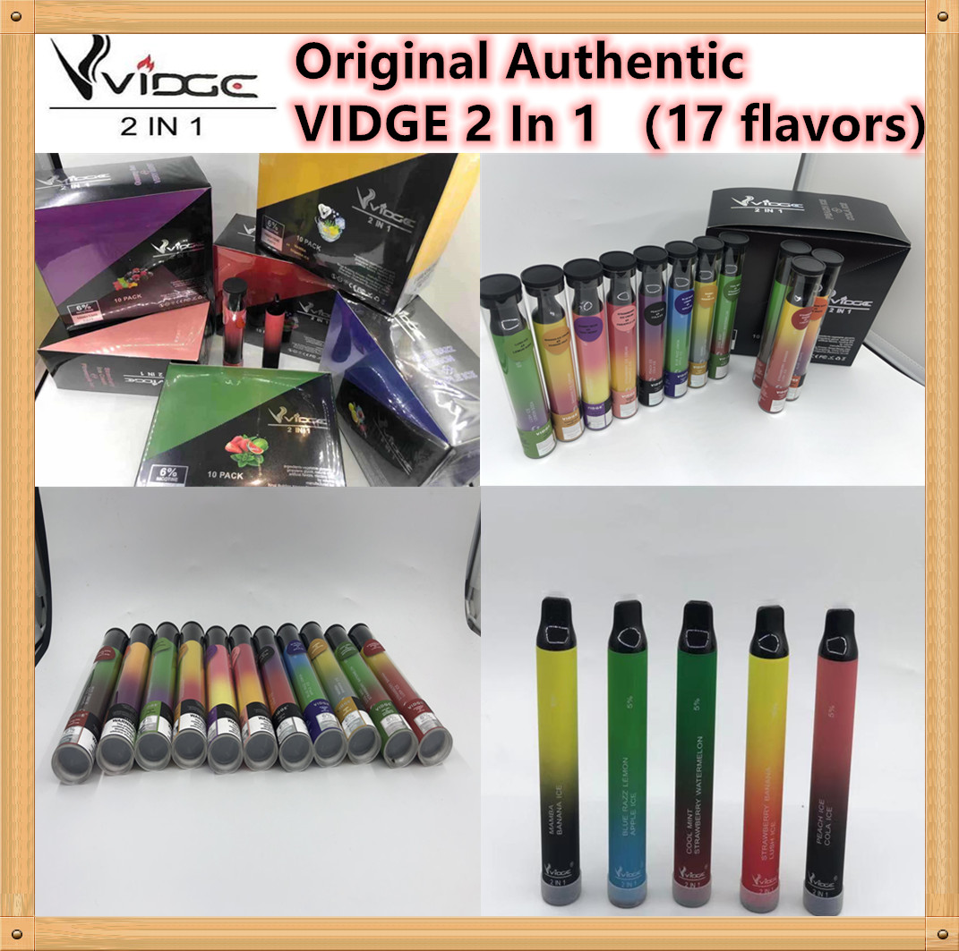 

Original Authentic VIDGE 2 In 1 Disposable Vape Pen Pod Device E Cigarette 950mAh 3ml+3ml Pre-filled 2000 puffs PK puff bars Plus Bang XXL Air Bar LuxIn