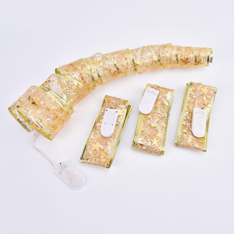 

Christmas Decorations 1M/2M Ribbon With LED Lights Waterproof For Tree
