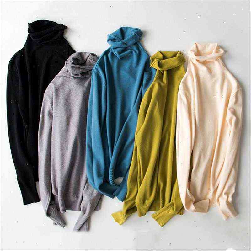 

Women Sweater Autumn Winter Turtleneck Knitted Pullover Female Casual Solid Sweaters Top, White;black
