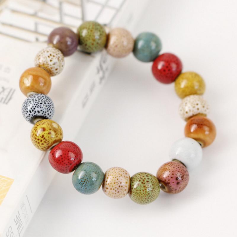 

Charm Bracelets Natural Hand-woven Beautiful Ceramic Bracelet Beaded Ornaments Round Leopard Glaze Man Woman Jewelry1