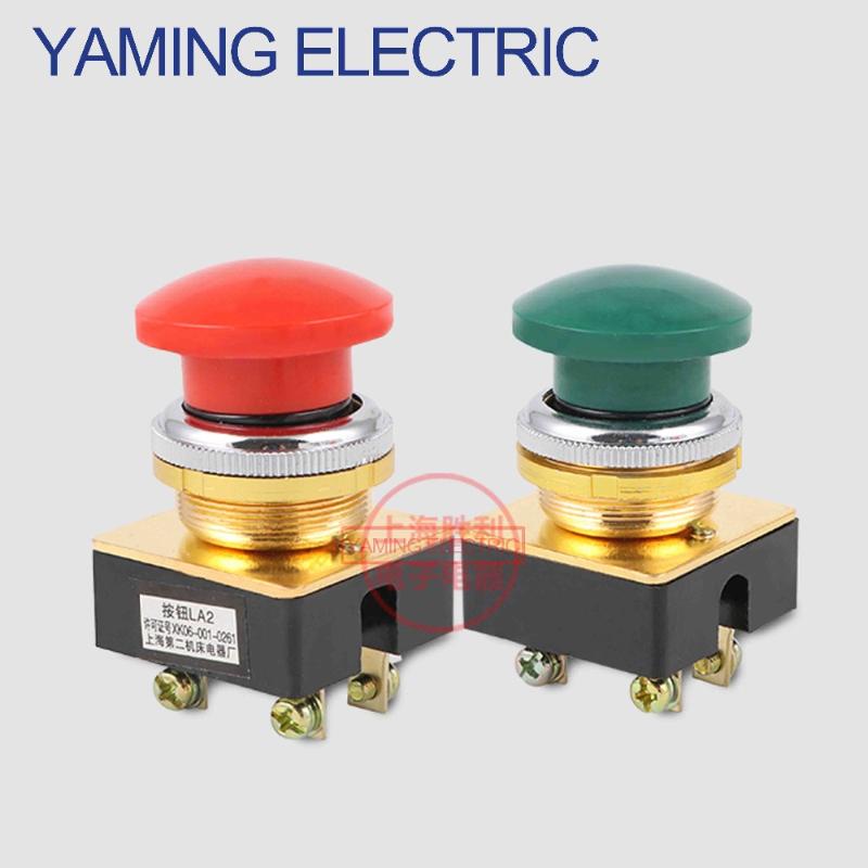 

Smart Home Control P181 Momentary Mushroom Push Button Switch 5A 250VAC Electrical 4 Screws 30mm 1 NO NC Green/Red LA2 LA2-J