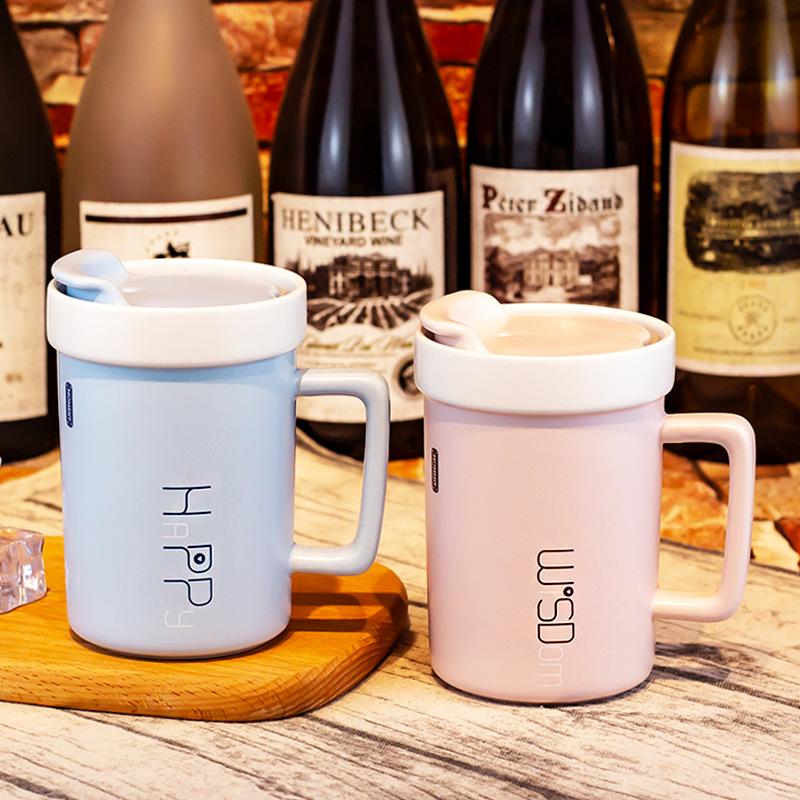 

Mugs Lovers Water Mug Nordic INS Creative Coffee Office Scoop With Cover Simple High Appearance Level Ceramic Lady